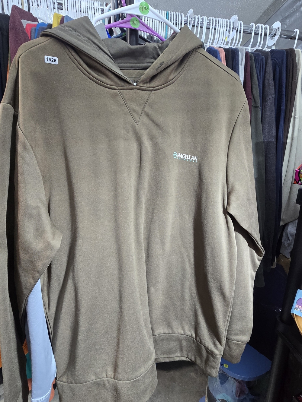 Magellan Outdoors Olive Green Hooded Pullover Sweatshirt